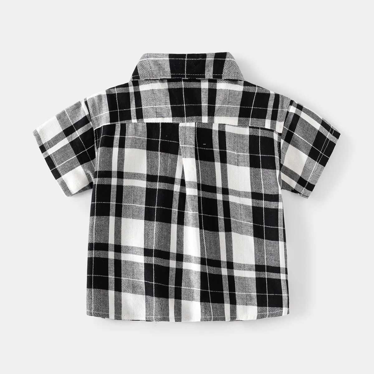 Summer boys short sleeved cute casual plain shirt childrens striped cool breathable cotton lapel top 3-8 years 3 colorsW240729