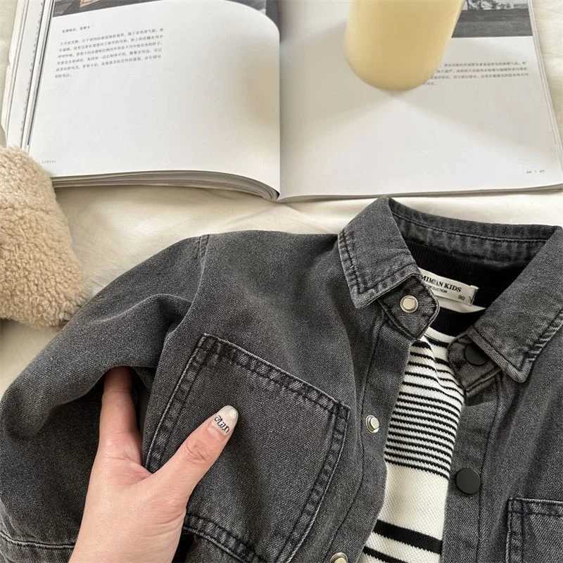 Boys babies children shirts jackets outerwear pure cotton 2024 classic jeans spring and autumn shirts youth jackets childrens jacketsW240729