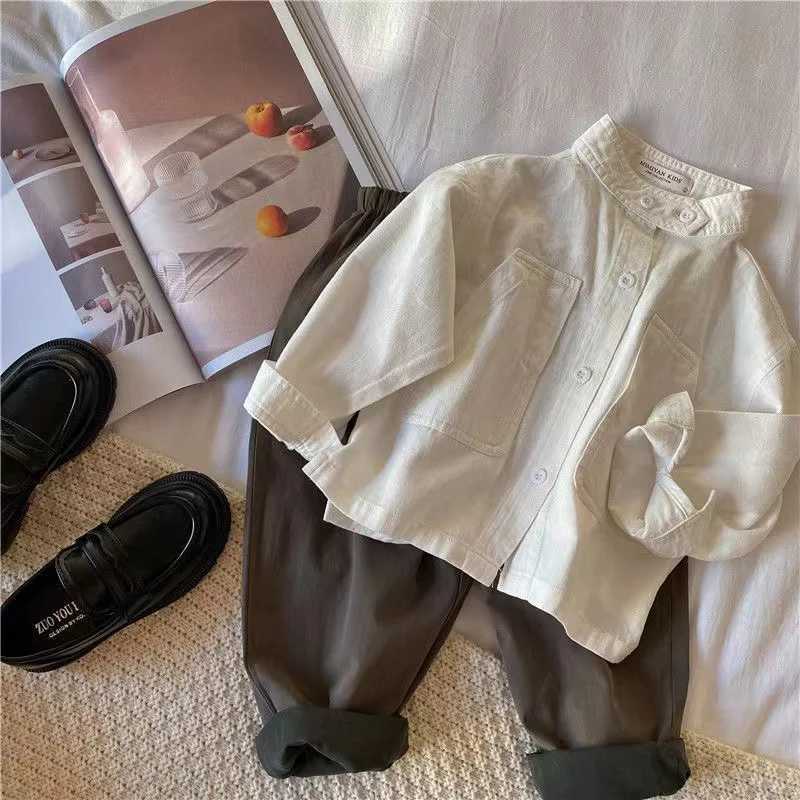 80-140cm Spring and Autumn Girls and Boys Casual Long sleeved Shirts Childrens Casual Shirts Childrens Casual Shirts Childrens ClothingW240729