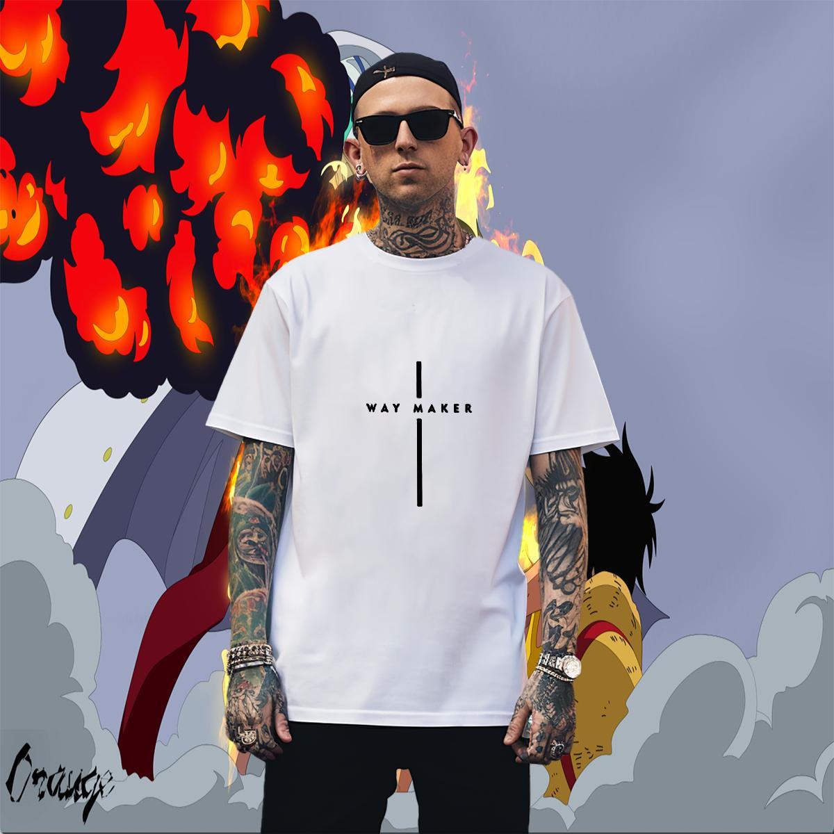 Cool Design Men Tees 230g 100% Cotton Anime Printing Street letter Customized Breathable Crew Neck Fashion T shirt Tops Tees