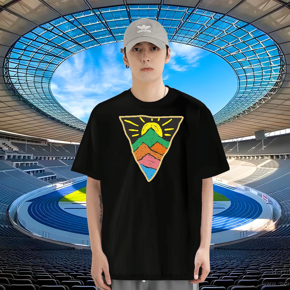 Classic Mens Tshirts 230g Pure Cotton High Street Hip Hop mountains Custom Cartoon Crew Neck Wholesale Mens T Shirts Tops Tees