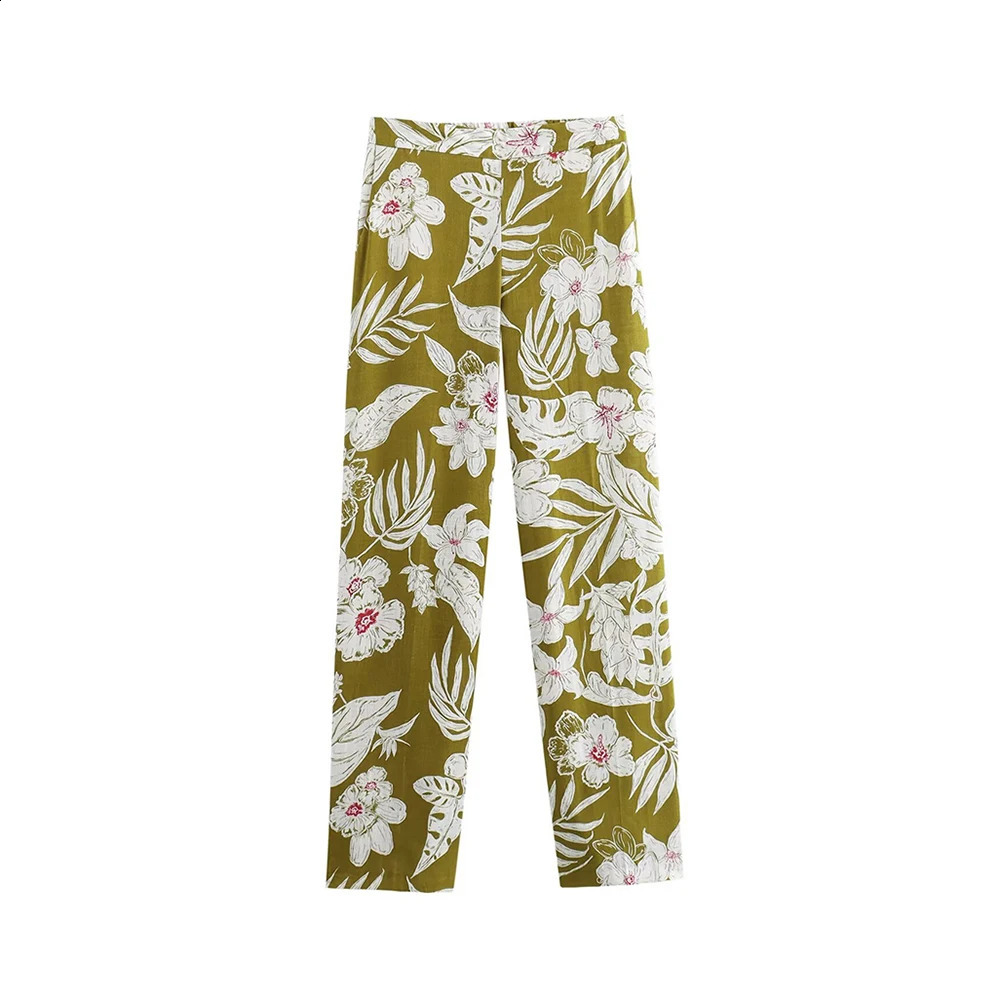 Aoaiiys Print Pants Suits for Woman Blazer Floral Long Sleeve Coat Two Piece Sets Office Lady 2 Pieces Women Outfits 240729