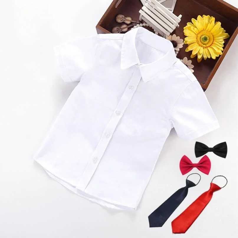 Summer uniforms for infants toddlers teenagers boys boys shirts white short sleeves collars childrens tops boys school uniformsW240729