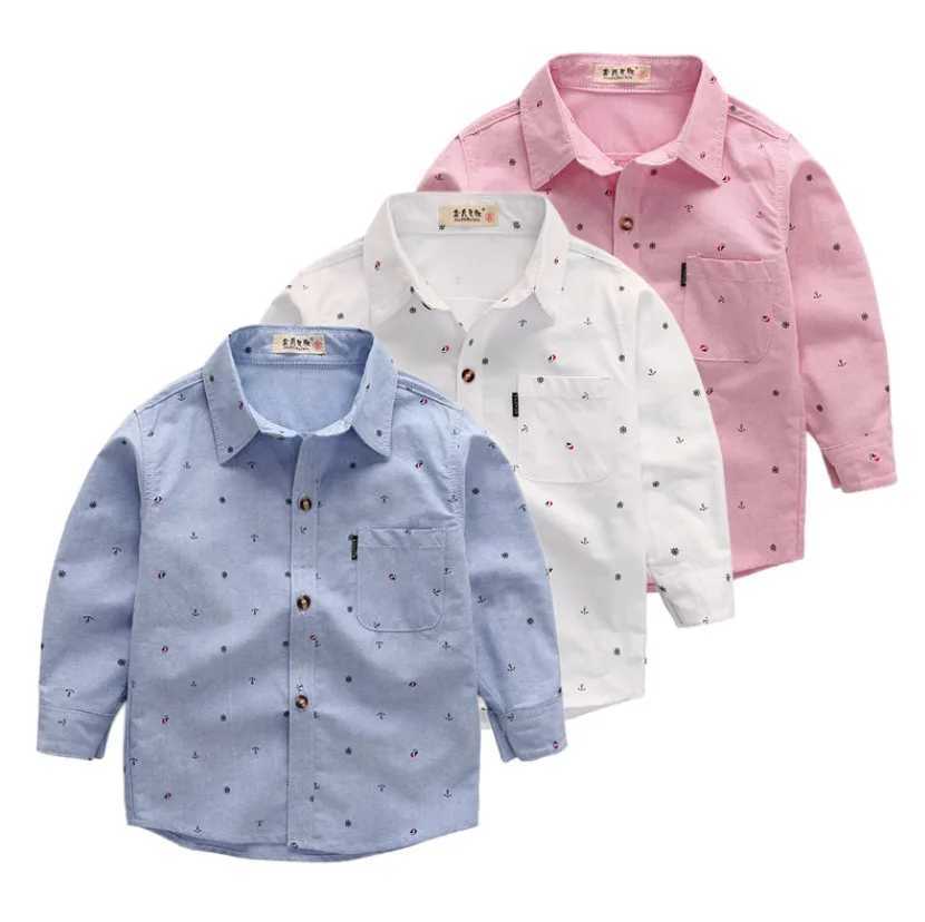 New Baby Boys and Girls Fashion Clothing Preschool Boys Shirt Long Sleeve Boys and Boys Anchor Top 1-10 YearsW240729