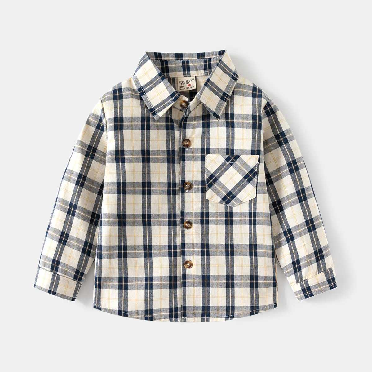 Boys long sleeved plain shirt boys thin lapel topW240729