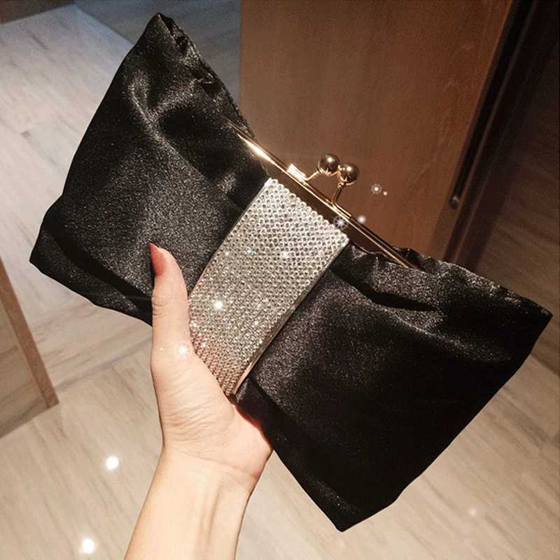Woman Evening Bag Rhinestone Clutch Crystal Dinner Clutch Wallet Wedding Purse Party Banquet Black ButterflyXJ240729