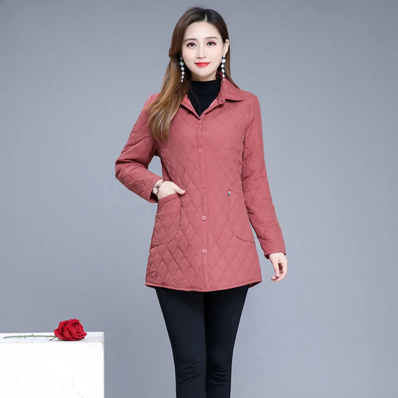 Autumn winter Warm thin quilted jacket Long-sleeved Jacket Parkas middle age women cotton-padded tops mother Cotton coat 240729