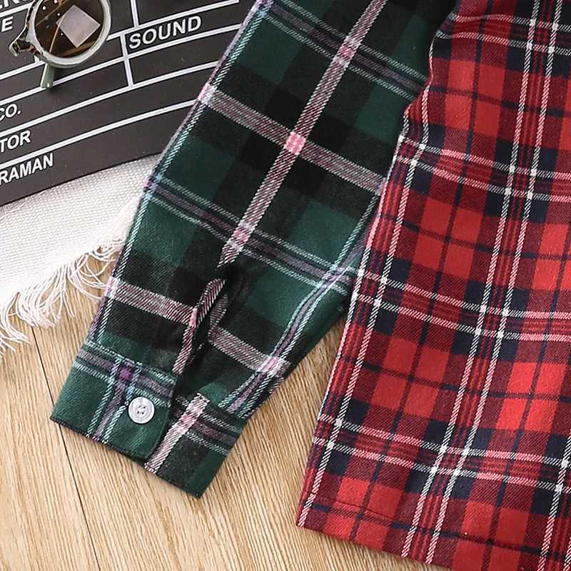 Children aged 5-12 years old multi-color checkered shirt hooded shirt fashionable boys casual shirtW240729