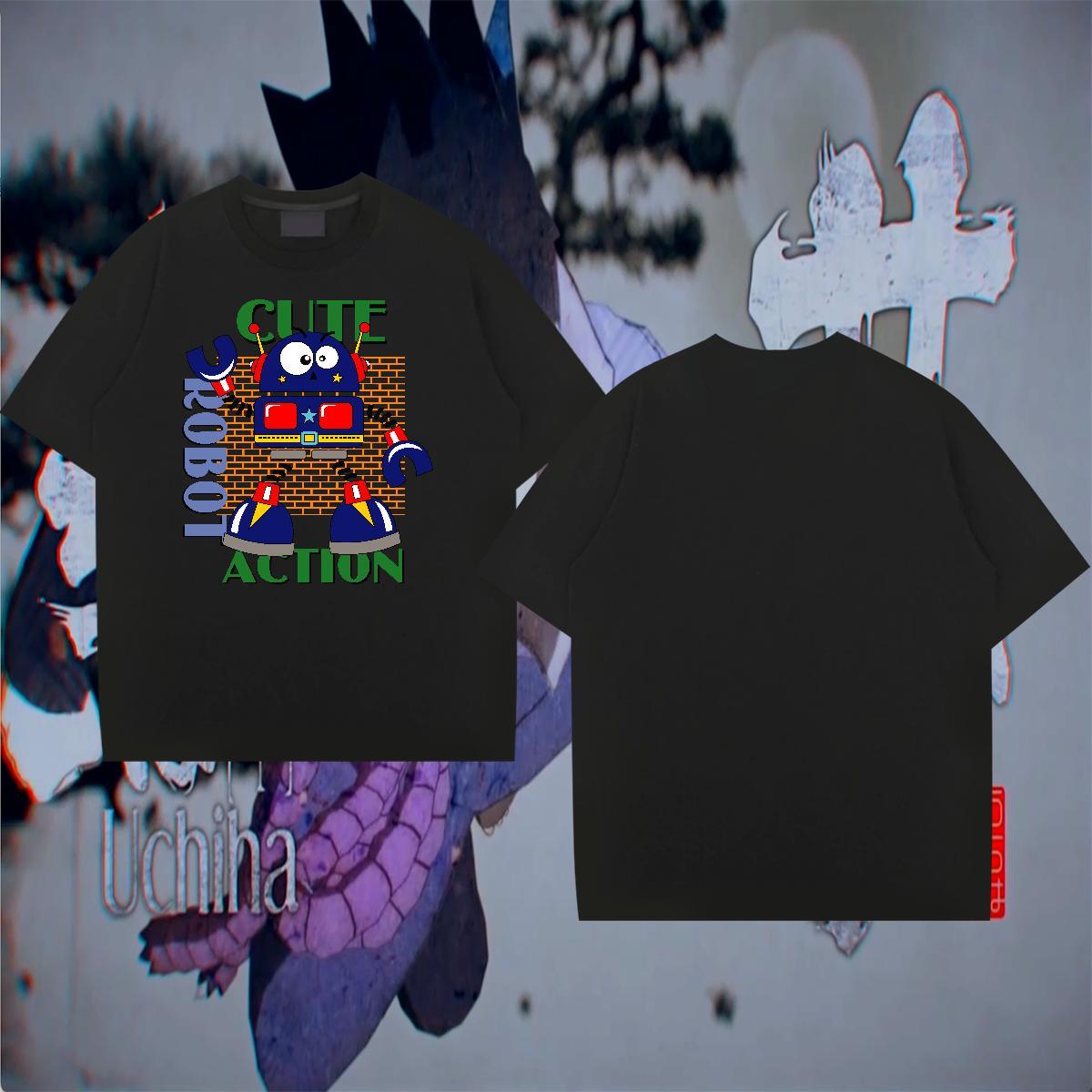 High Quality Tshirts 230g 100% Cotton Casual Daily Wear robot Plus Size Cartoon Pure Cotton 2024 T Shirt For Man Tops Shirt