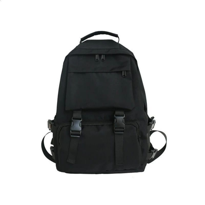 Workwear Solid Color Large Capacity Schoolbag Korean Version Fashion Simple Casual Mens Backpack College Student Backpack Women 240813