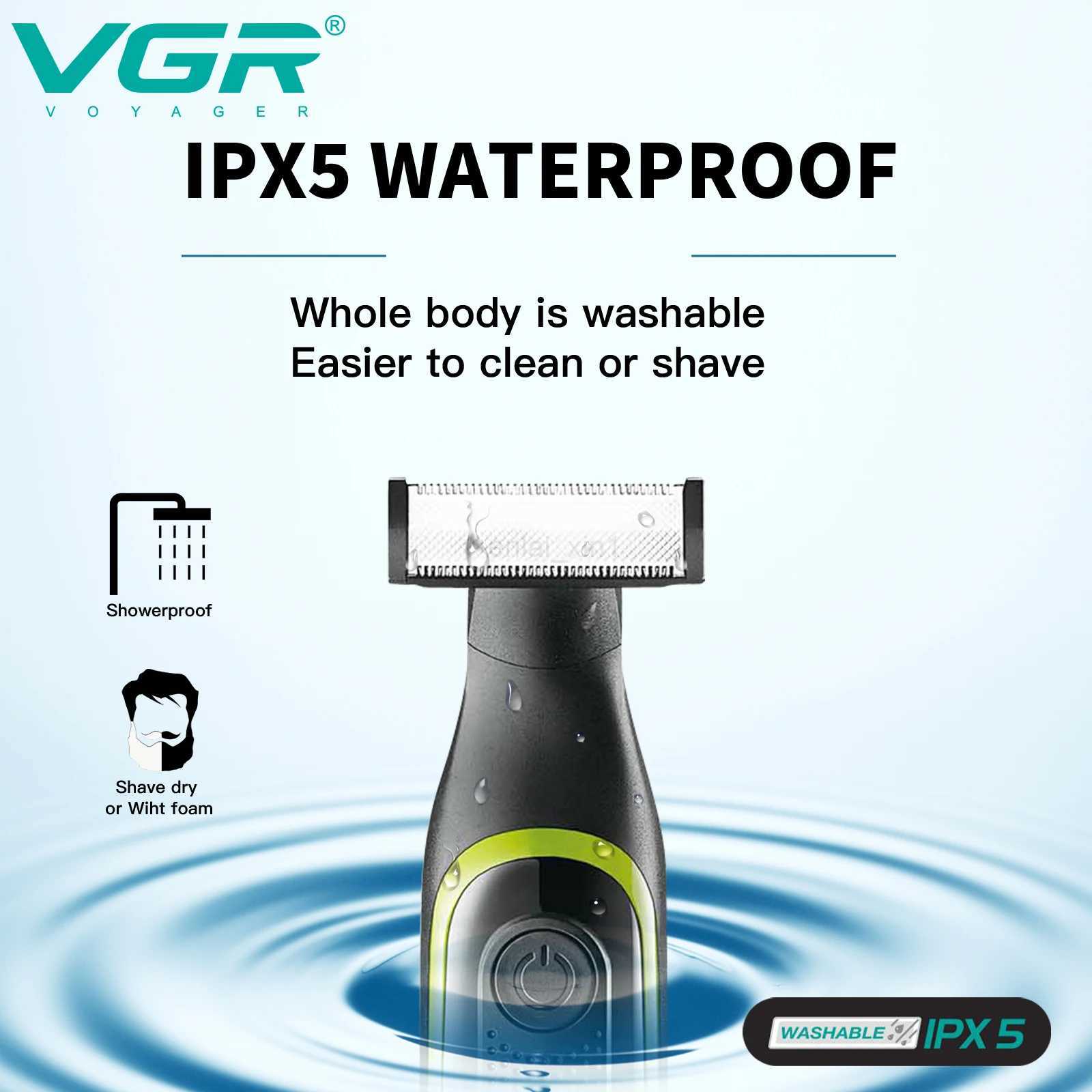 VGR Shaver Waterproof Hair Trimmer Body Shaving Machine Face Razor Rechargeable Beard Trimmer Electric Shaver for Men V-017Y240729