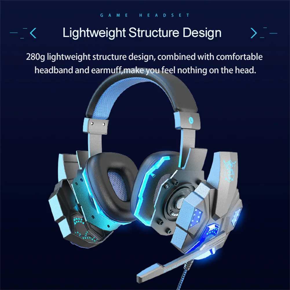 Gaming Headset With Mic Stereo Over Ear Headphones Cool Lighting Wired Headsets For Smart Phones Computer Laptop TabletM240729