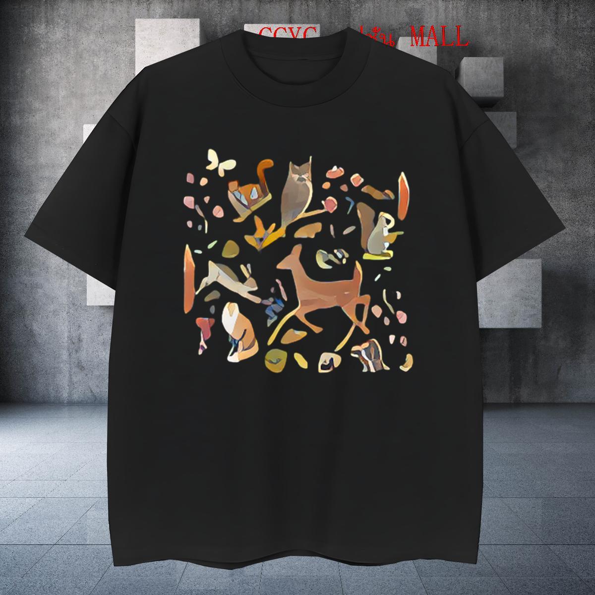 Loose Men Tshirts 230g Pure Cotton Sports Casual Deer White Plus Size Breathable Short Sleeve 2024 New Men T Shirts Wear