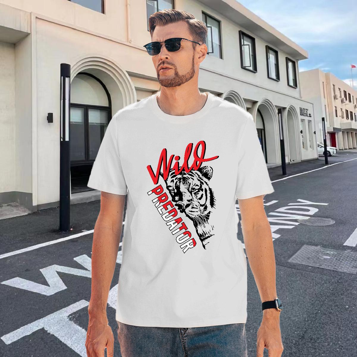 Cool Design Men Clothes T-Shirt 100% Cotton 230g Outdoor tiger Skull O Neck Short Sleeves Casual New T Shirts Men Tshirts
