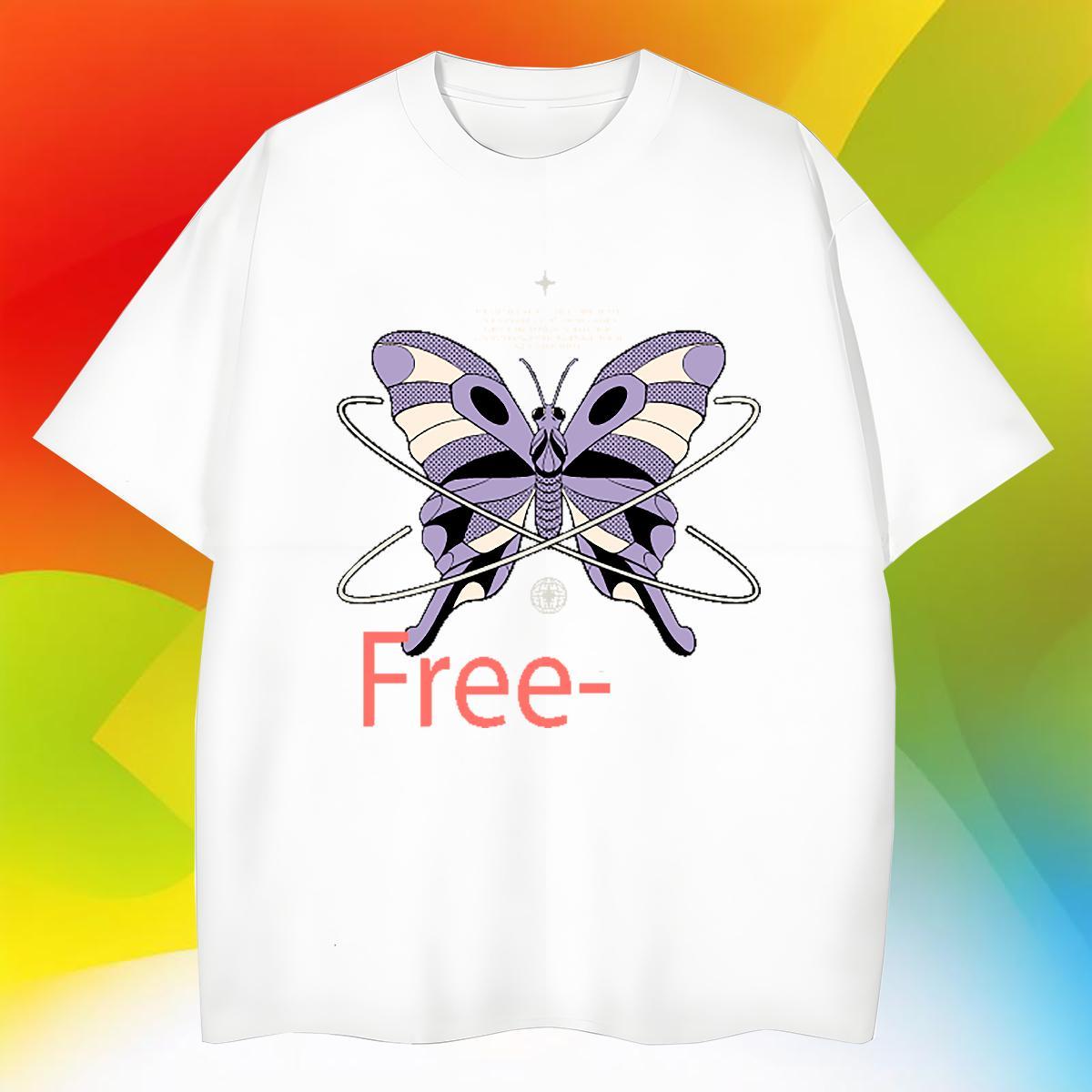 Cool Design Tshirt for Man Woman 230g Pure Cotton Street Butterfly DIY Breathable Short Sleeve New T shirt Clothes