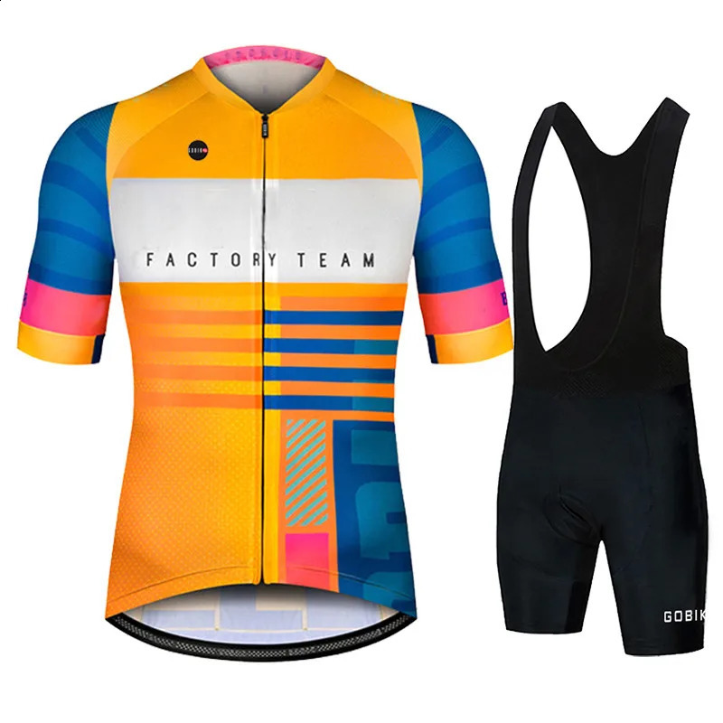 Gobikful Mens Cycling Clothing Set Breathable Short Sleeve Sports Team Training Jersey Blue Color For Summer 240722