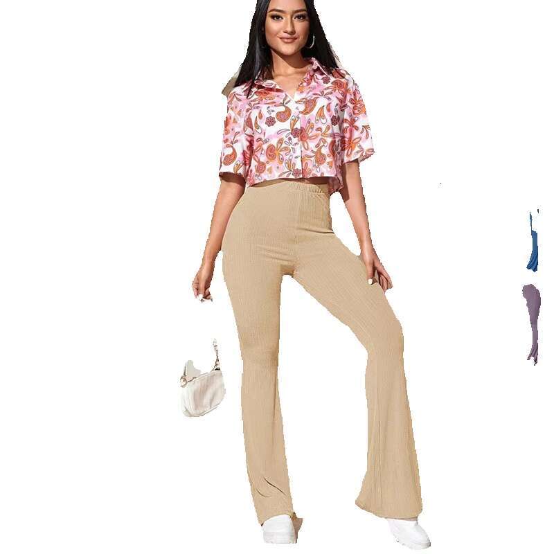 2024 Spring New Commuter Style Womens Ribbed Fabric Shot High Waist Horn Wrinkled Medium Thick Pants Hip-hop Style Jeans for Pregnant Women Men Pants 
