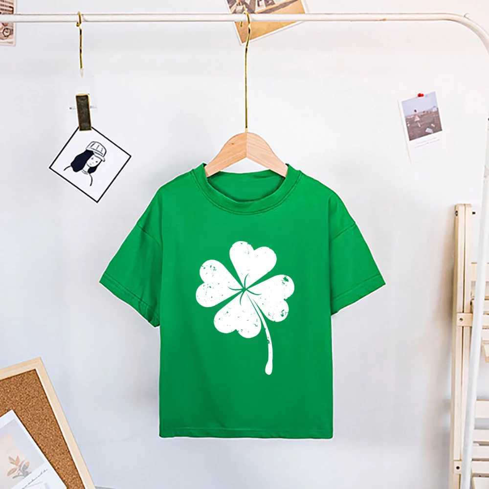 T-shirts Lucky Clover Print Kids Shirt Girls Boys Clothing St. Patricks Day Toddler Green Shirts Children T-shirt Gift Child ClothesL24729