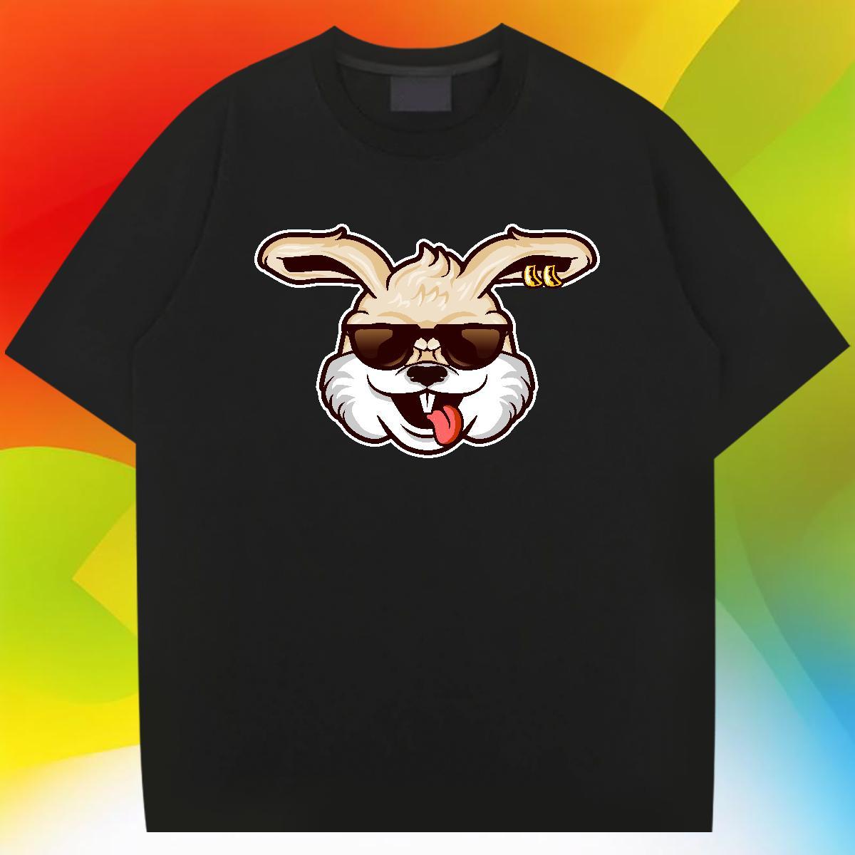 High Quality Men Clothes T-Shirt 100% Cotton 230g Outdoor rabbit Custom Big Size Breathable Crew Neck Classic T-Shirts for Men Wear