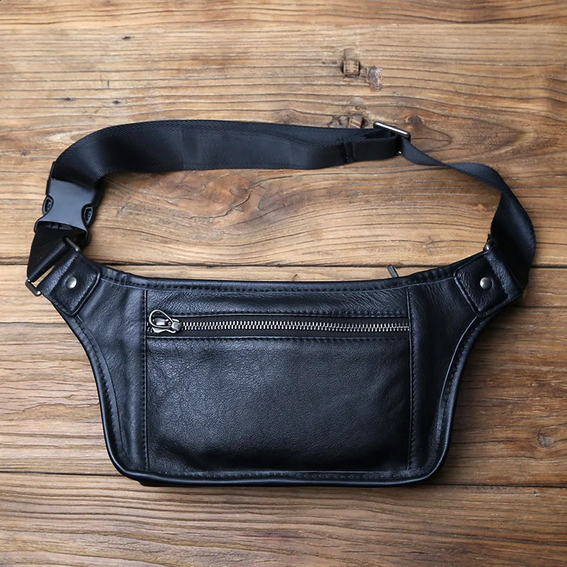 NZPJ Mens Genuine Leather Waist Bag First Layer Leather Casual Chest Bag Soft Leather One-shoulder Crossbody Bag Man Belt Pouch 240729