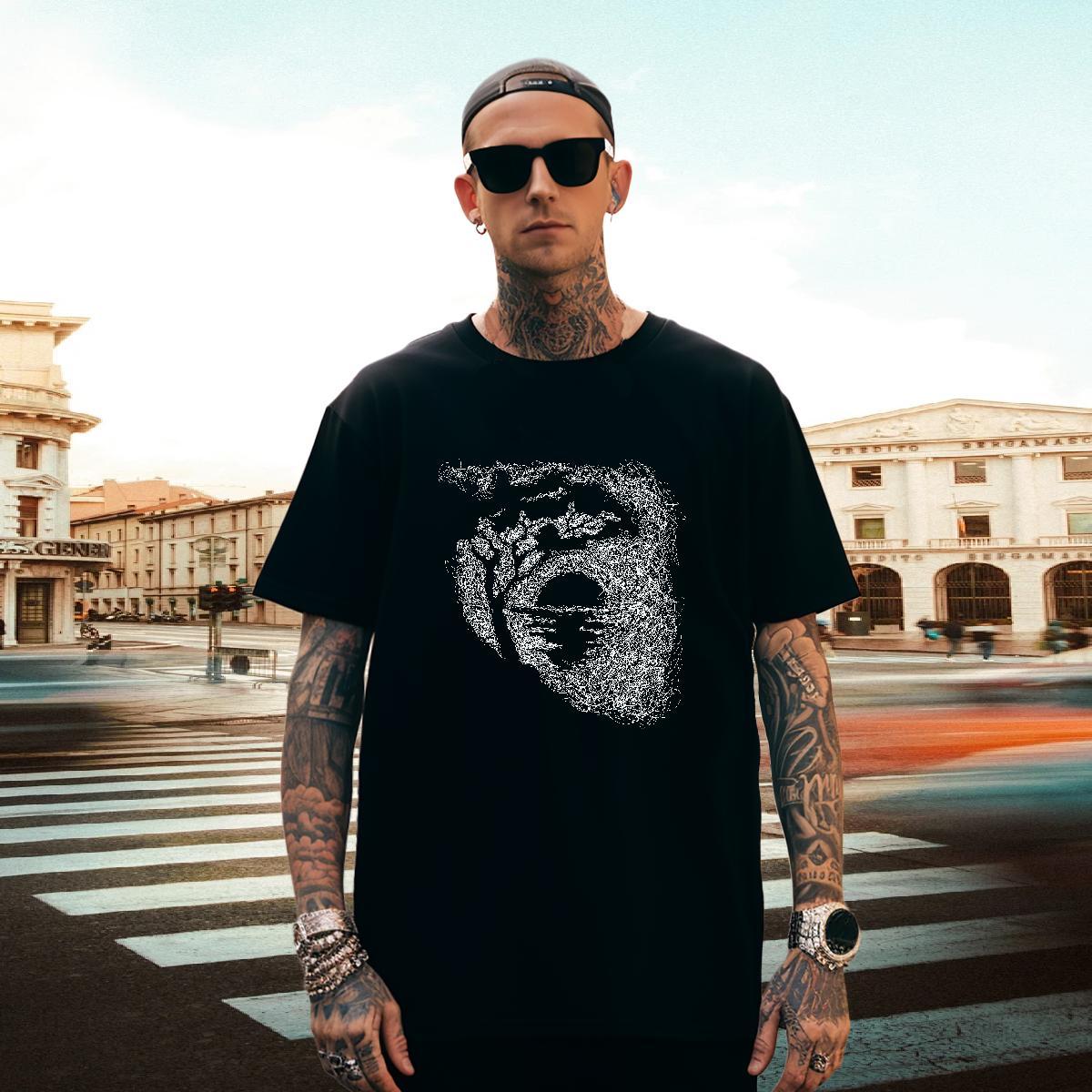 Loose Fit Tshirts 100% Cotton 230g Beach tree DIY Printed Breathable Soft New T-Shirts for Men Polos