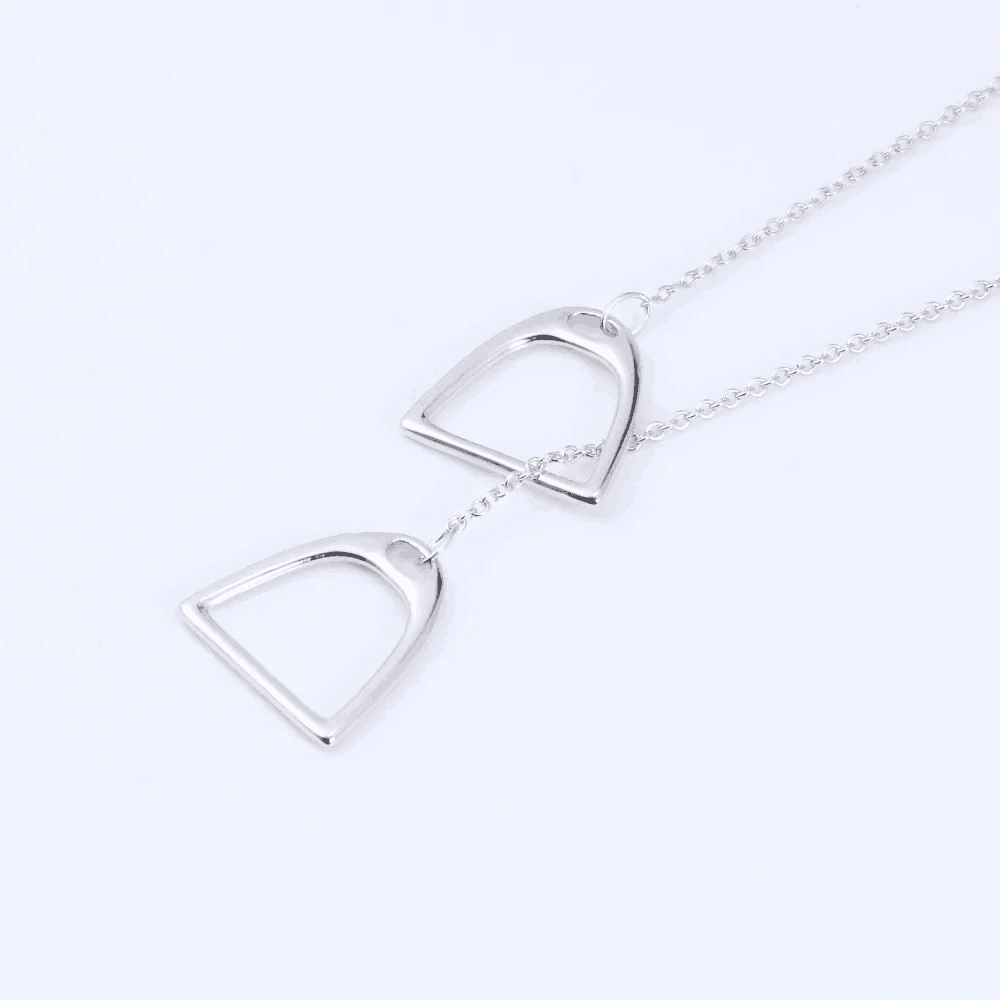 Lucky Double Horse Hoof Pendant delicate real 925 Sterling Silver Necklace Snaffle Bit horse shoe Necklace for Women girl wedding Jewelry