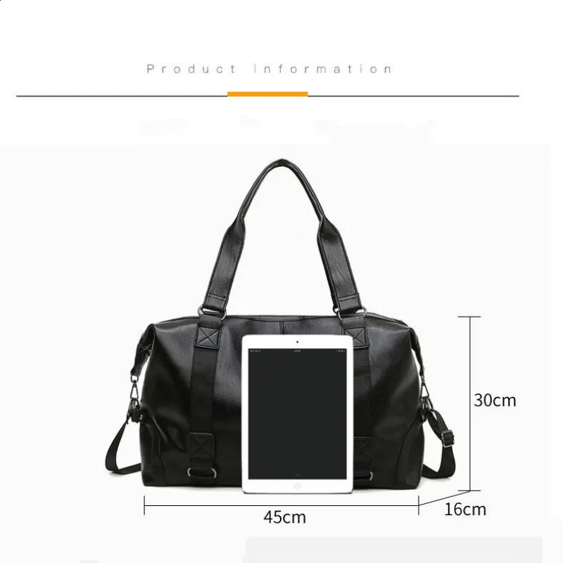 Fashionable mens travel bag large capacity leather portable business handbag cross body casual mens travel bag shoulder travel bag 241223