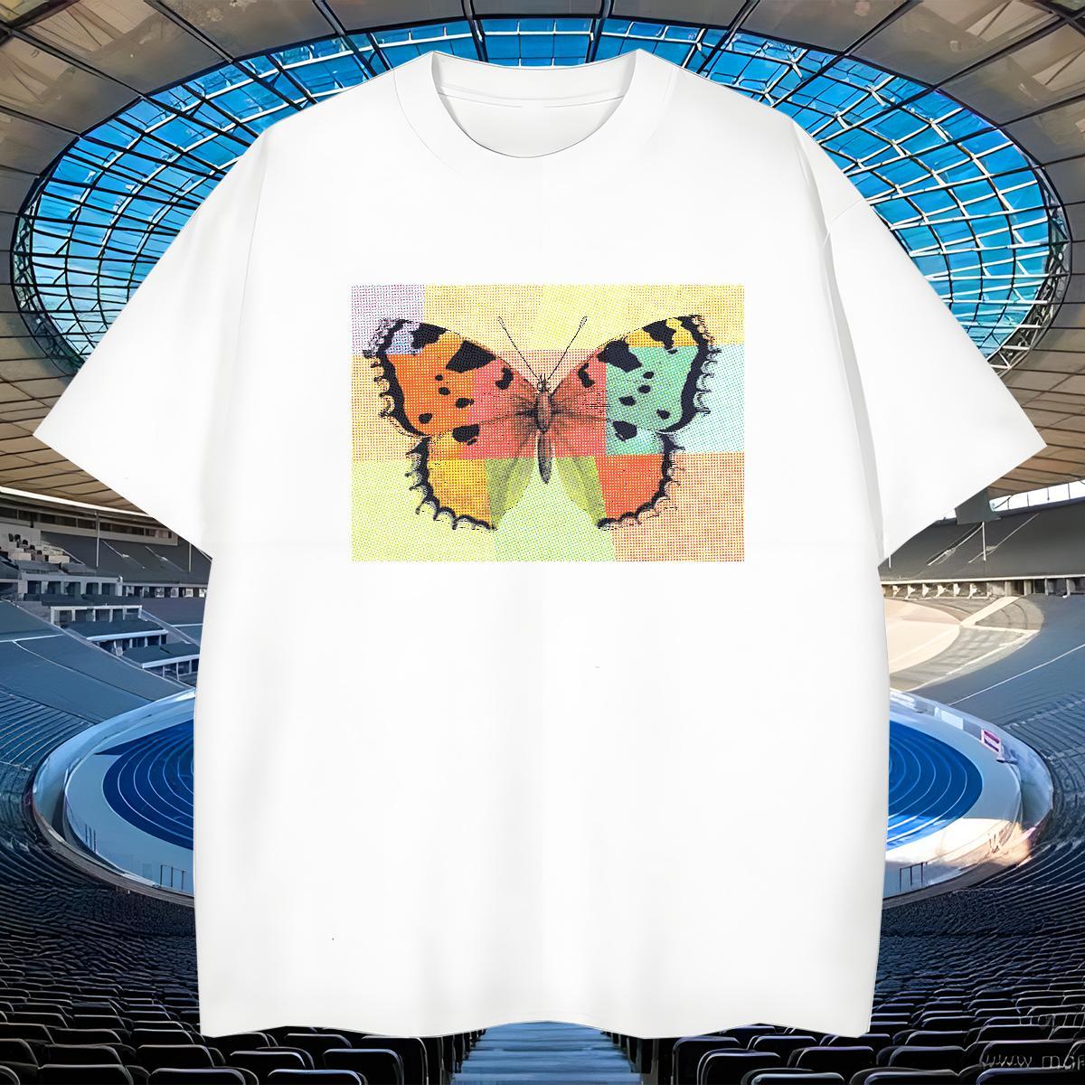 High Quality Mens Tshirts 230g 100% Cotton Casual Butterfly Graphic Breathable 2024 DIY Mens T Shirts Tops Shirt