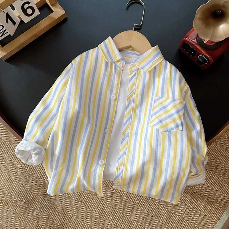 Childrens shirt spring thin shirt baby boy flat top childrens boy coat long sleeved casual shirt D2LW240729