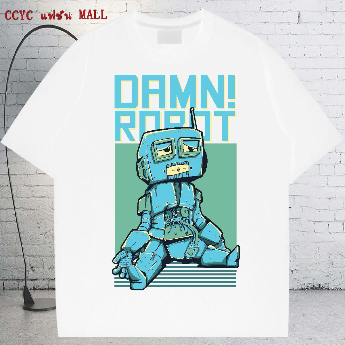 Soft Tshirts 230g 100% Cotton Sports Casual robot Customized Print Breathable 2024 Designer T Shirt For Man Tops Tees