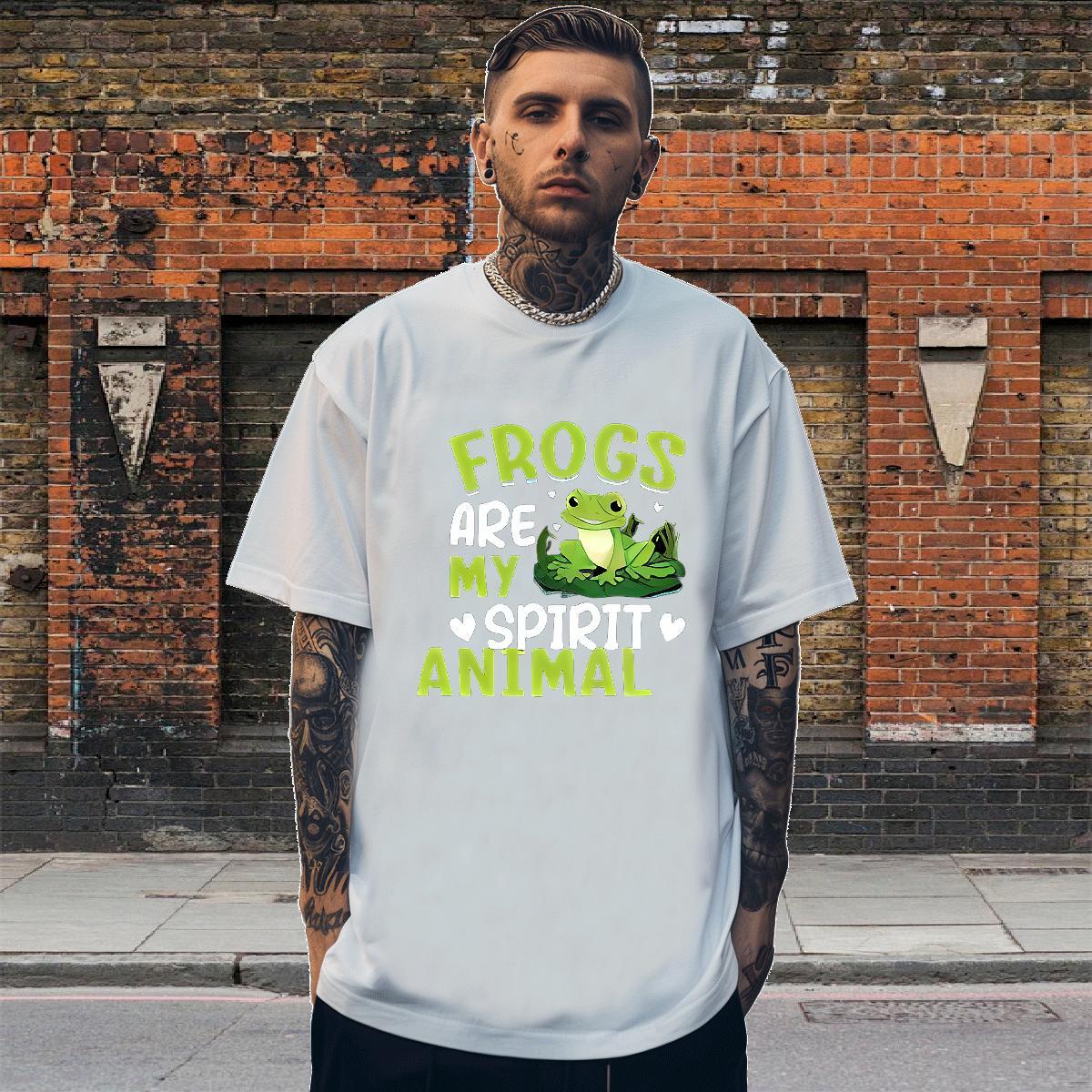 Cool Design Men Tshirts 230g Pure Cotton Anime Printing Street Frog DIY Crew Neck Fashion Design T-Shirts Clothes