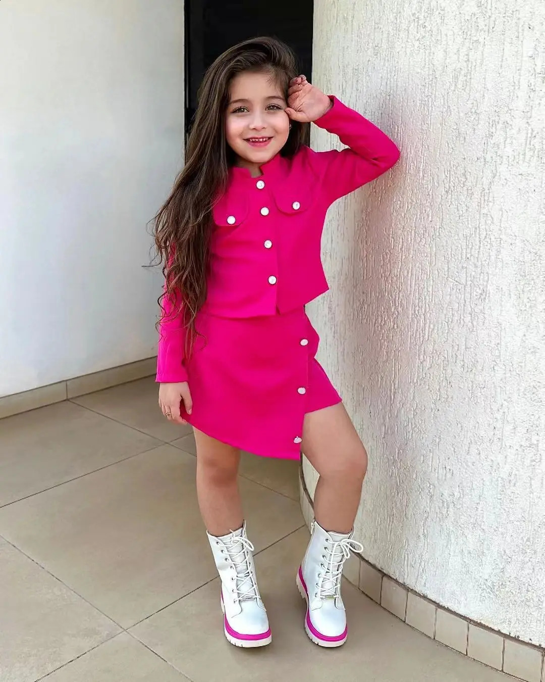 Winter Girls Suit Childrens Clothing Long-sleeved Coat And Short Skirt Two-piece Set Kids Dress For 3 4 5 6 7 8 Years 240729