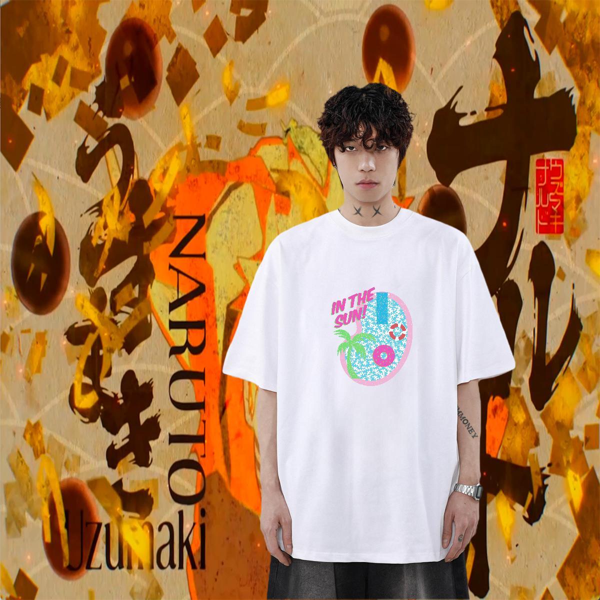 Cool Design Men Clothes T-Shirt 230g Pure Cotton Daily Wear sea wave Custom Print Oversized Breathable Crew Neck DIY T-Shirts Tees