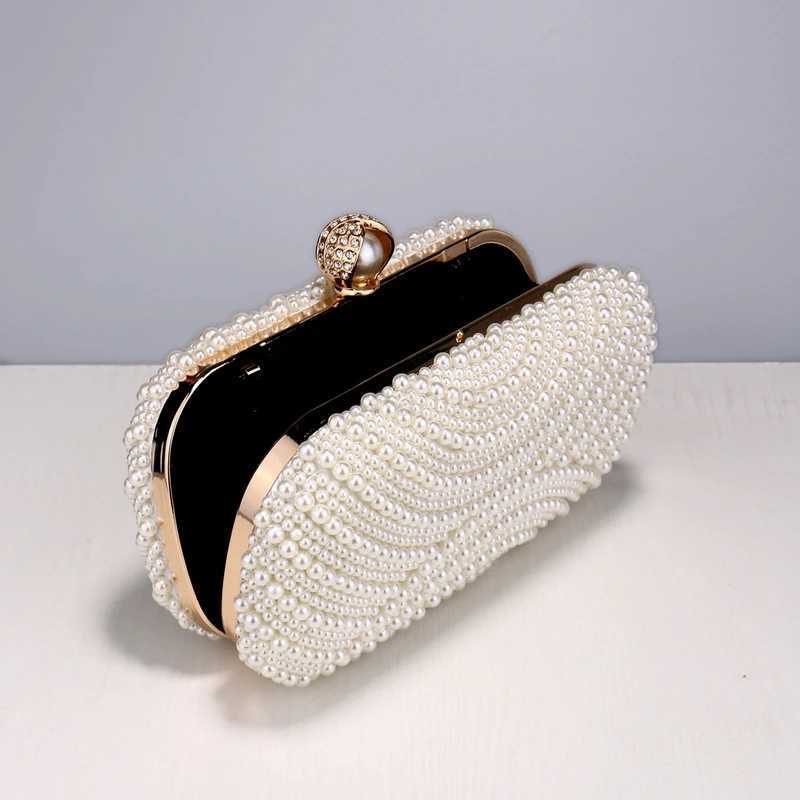 Beading Women Evening Bags Vintage Small Chain Shoulder Handbags Pearl Diamonds Metal Ladies Clutch HandbagsXJ240729