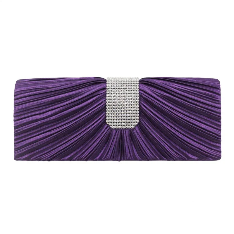 Retro Wine Red Purple Satin Small Clutches Handbags For Women Silver Color Shoulder Bag Wedding Party Evening Bag Ladies Handbag 240729