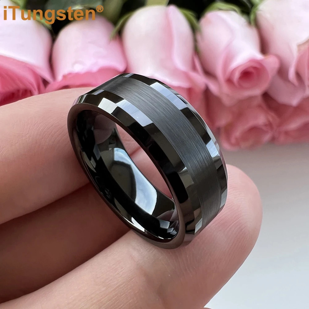ITungsten 6mm 8mm engagement and wedding ring goldplated tungsten finger mens couple fashion jewelry comfortable fit 240723