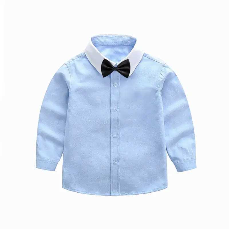 2-16 year old childrens party shirt baby clothing school uniform boys shirt blue patch work long sleeved shirt childrens topW240729
