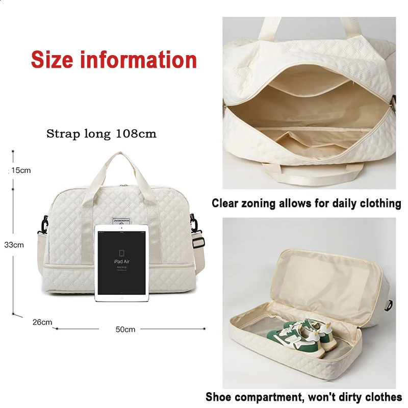 Short Trip Travel Bag Men Women Handbag Large Capacity Luggage Storage Bag Dry Wet Separation Waterproof Sports Fitness Bag 240729