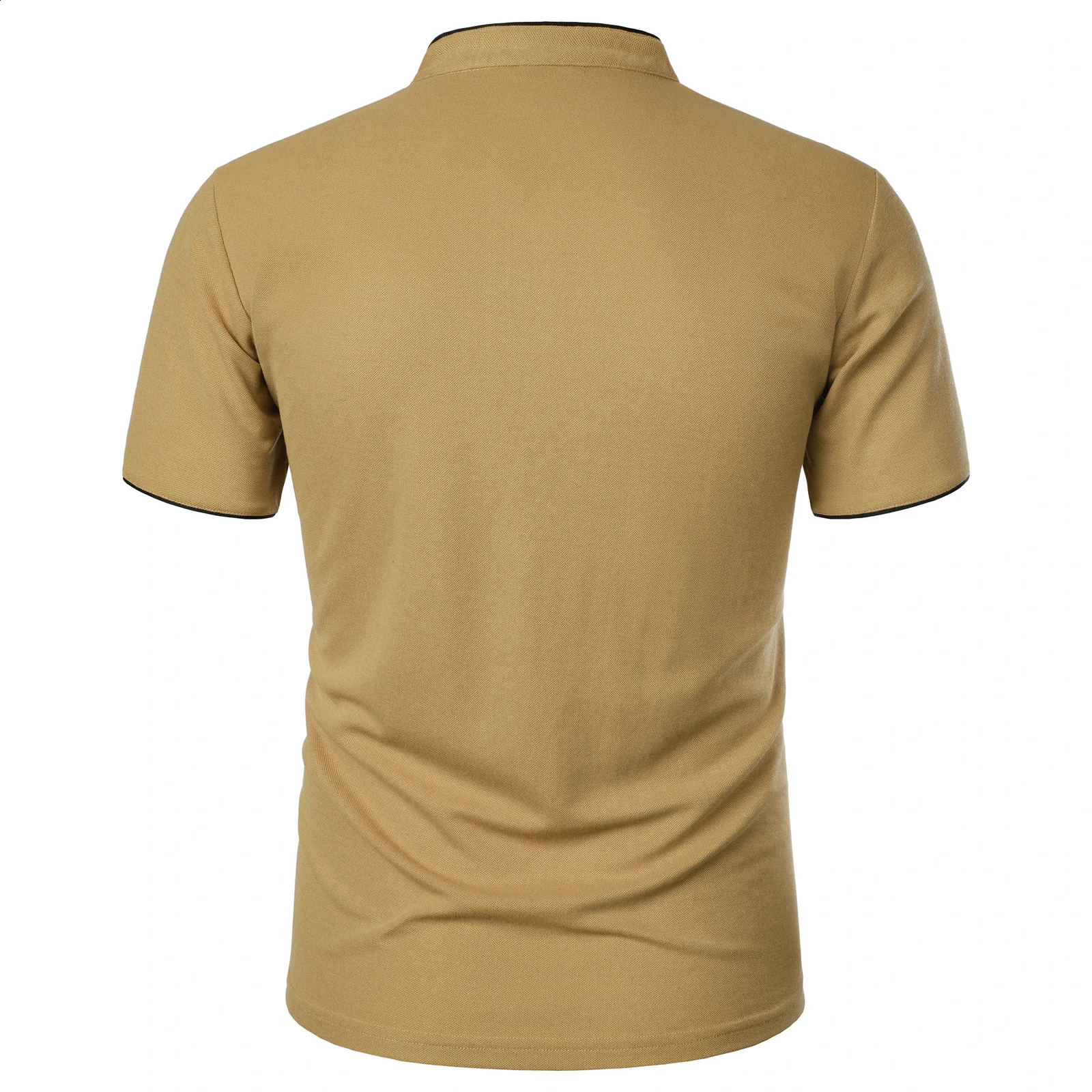 Mens solid color shortsleeved stand collar Tshirt casual top 240730