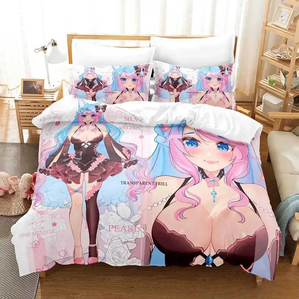 New Sexy Girls Silvervale Vtuber Bedding Set Single Twin Full Queen King Size Bed Set Adult Kid Bedroom Duvet cover Sets Anime Y240730