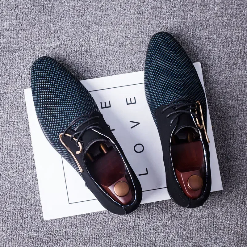 Mens Men's Concise Business Dress Pointy Plaid Black Formal Wedding Shoes New Working atos Para Hombres