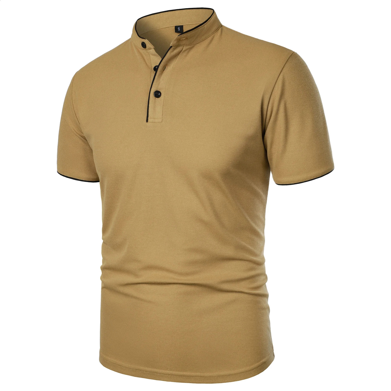 Mens solid color shortsleeved stand collar Tshirt casual top 240730