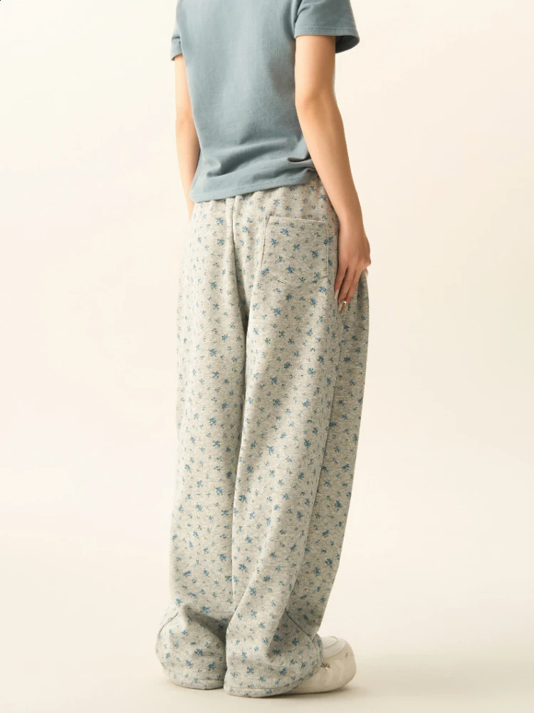 Pants Women Slouchy Floral Korean Style Vintage Spring Autumn Baggy High Street All-match Fashion Trousers Leisure Daily College 240730