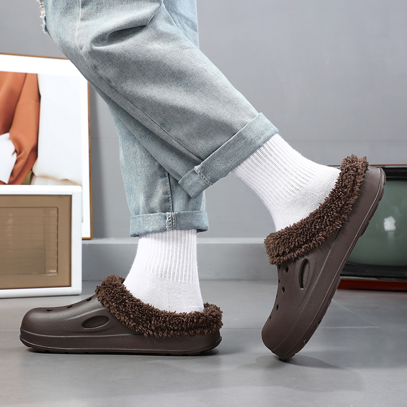 Men's and Women's Plush Fluffy Faux Fur Winter Slippers, Cozy Warm Garden Clogs Mules