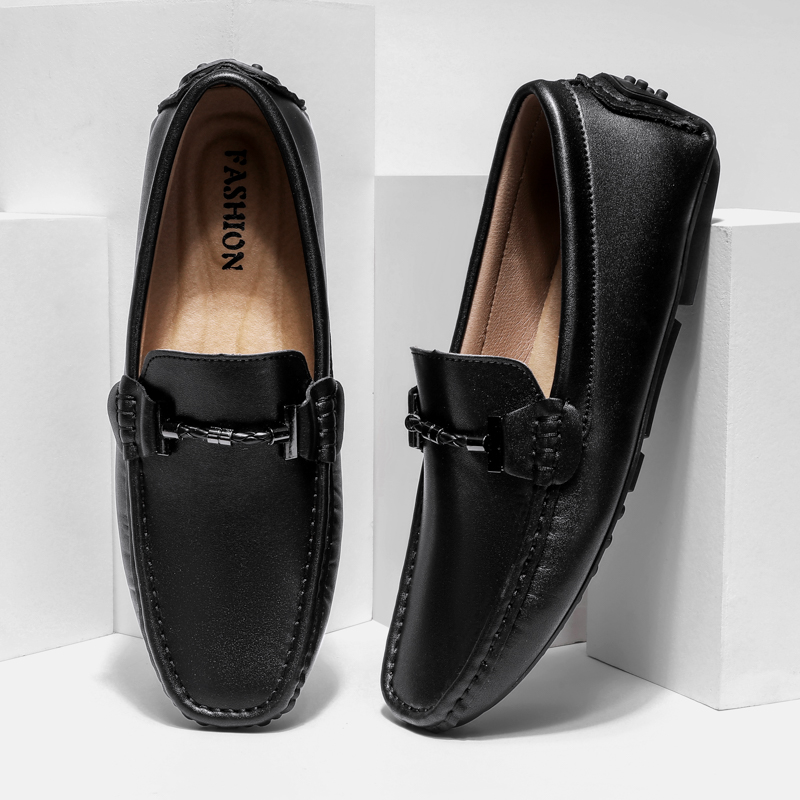 New Italian Mens Shoes Casual Retro Slip on Formal Shoes Men Loafers Moccasins Soft Leather Driving Shoes Lightweight Boat Shoes
