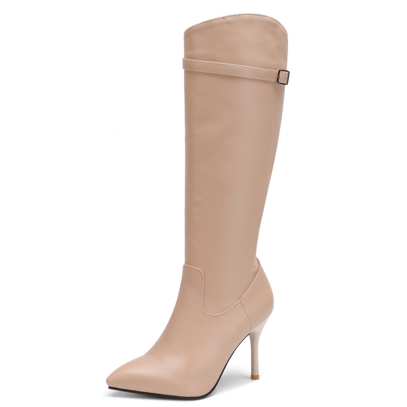 Knee White Boots For Women Sexy 2023 Autumn Winter Long Boot Female Black High Heels Pointed Party Shoes Large Size 45 6a02