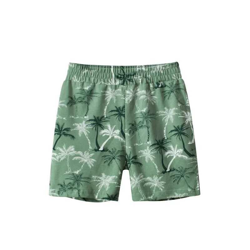 2024 Summer Boys Casual Beach Shorts Coconut Tree Dinosaur Shorts Childrens Striped Car Elastic Waist Childrens Shorts W240813