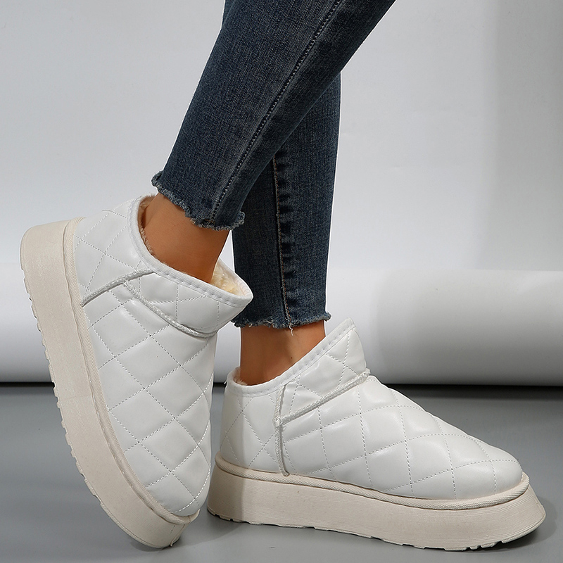 White Black Chunky Platform Snow Women 2023 Winter Warm Plush Ankle Boots Woman Waterproof Thick Sole Cotton Padded Shoes 8600