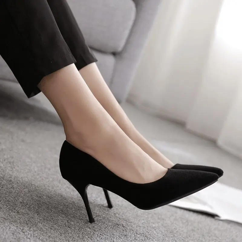 2024Woman Pumps High Heels Stiletto Pump Single Shoes Female Office Shoes Ladies Black Pointed Toe Sexy Party Wedding Shoes 240729