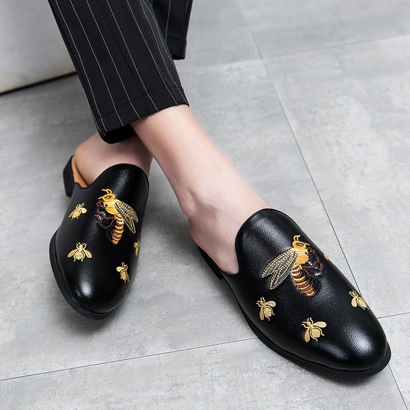 Summer Half For Designer Fashion Slipon Flats Mules Men Lazy Shoes Leather High Quality Loafers Slippers Slides